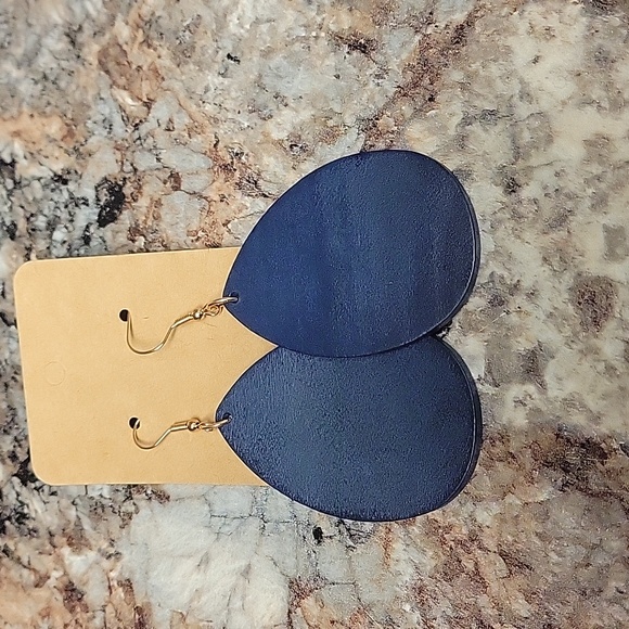 Brand new blue wooden light weight earrings . - Picture 2 of 2